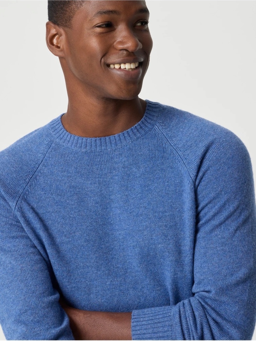 J Crew Lambswool Blend Super Soft Men's Crewneck Sweater in Blue